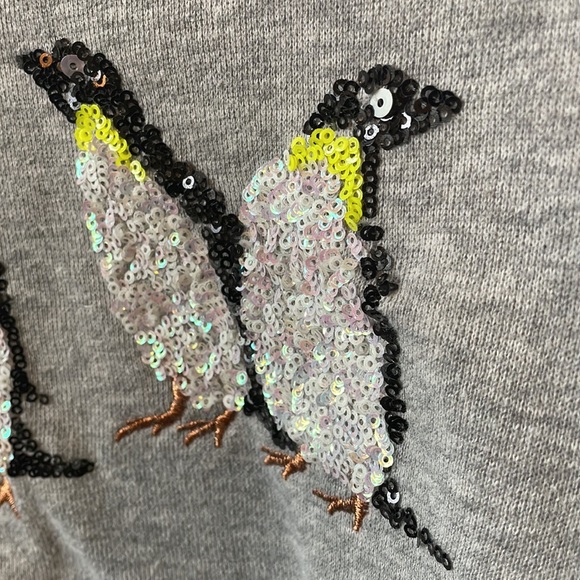 American Eagle Outfitters Penguin Sequin Crew Neck Sweatshirt in Gray S - Picture 8 of 15